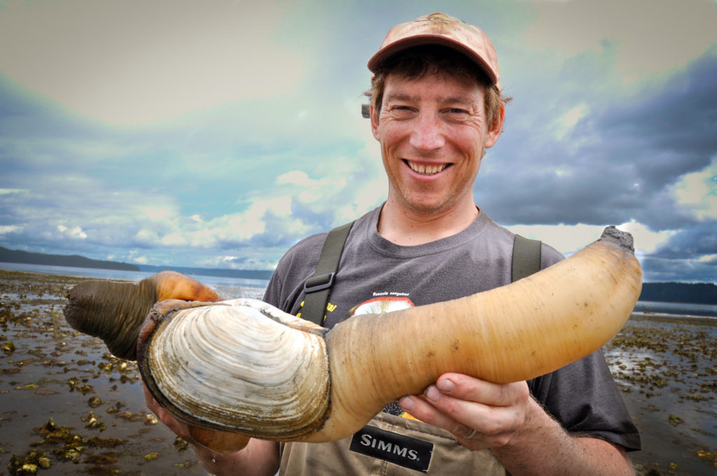 Langdon Cook with a geoduck