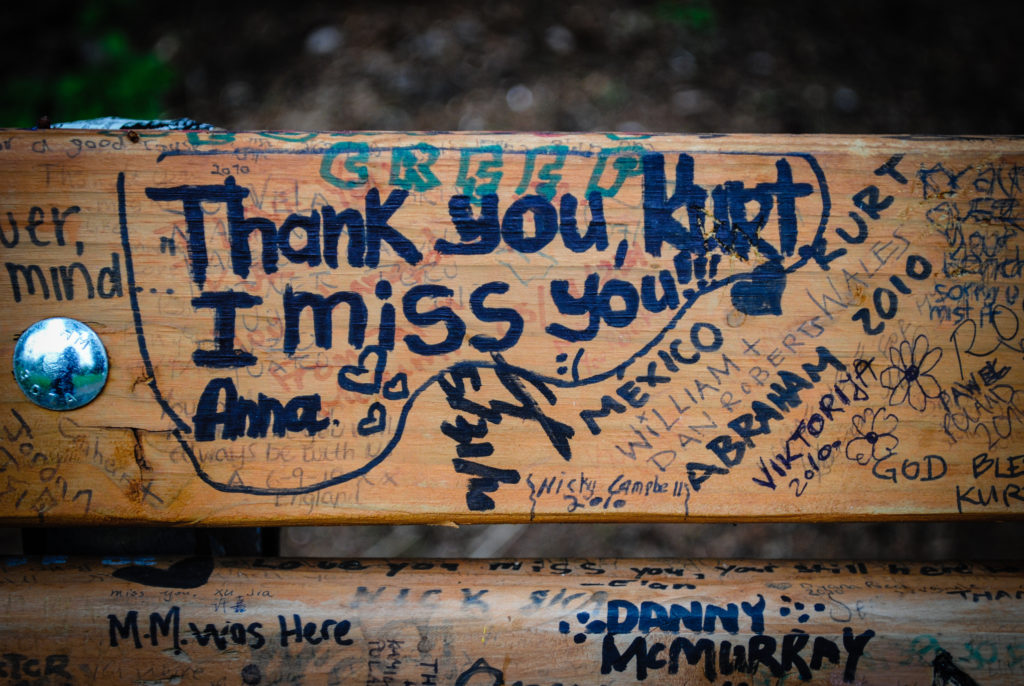 The "Kurt Cobain Bench" at Viretta Park, Seattle